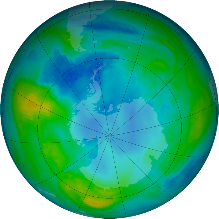 Antarctic ozone map for 13 May 1989